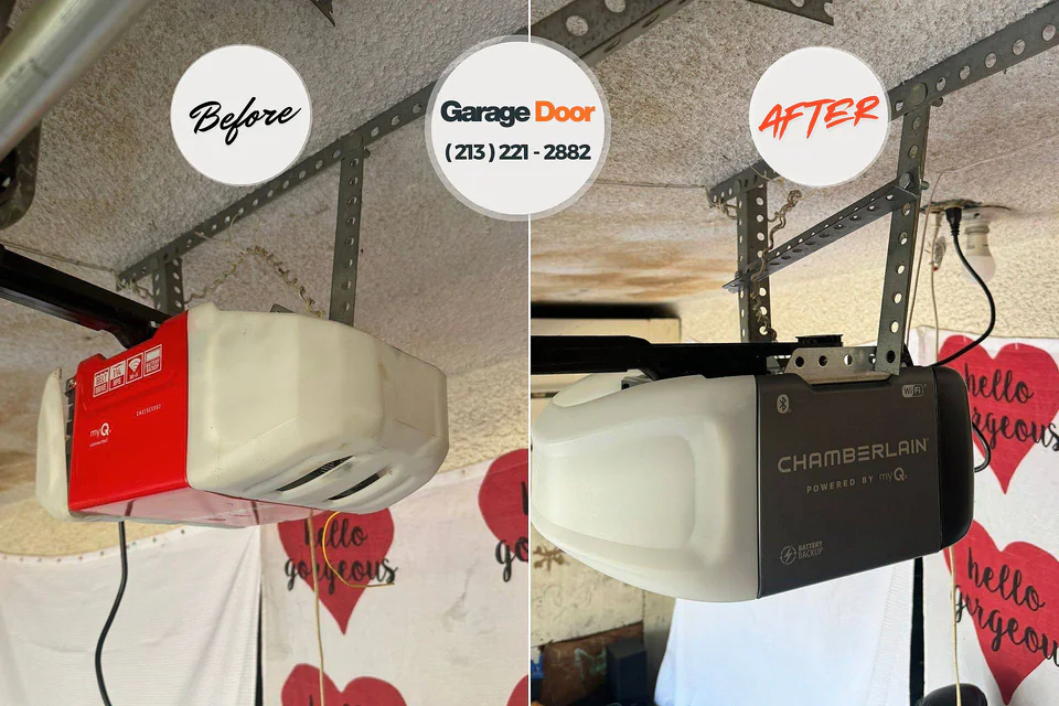 Before and after: garage door repair Panora, IA